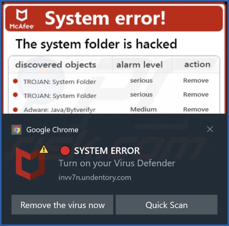 Ad delivered by the undentory[.]com webpage