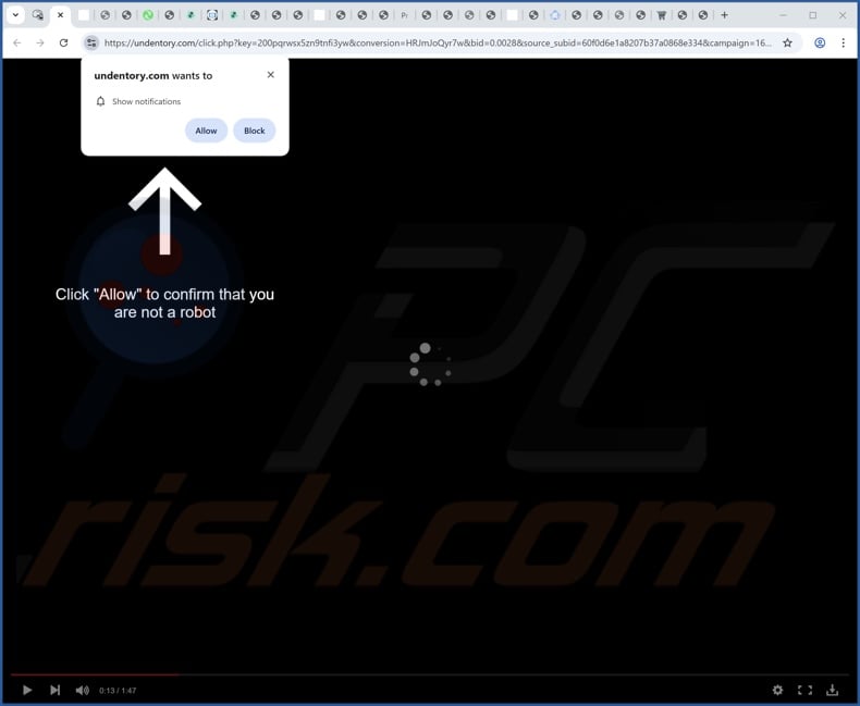 undentory[.]com pop-up redirects