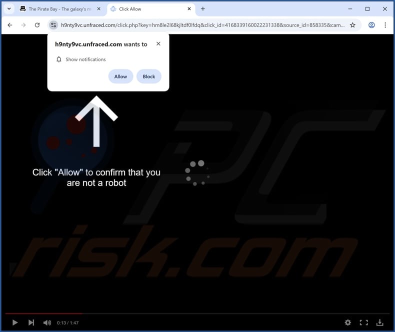 unfraced[.]com pop-up redirects