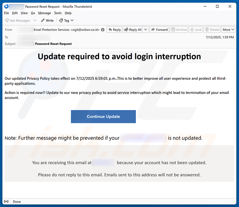 Update Required To Avoid Login Interruption Email Scam (2025-07-14)