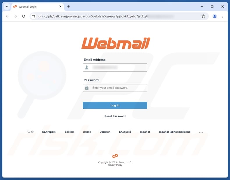 Update To Your Account Was Requested scam email promoted phishing site