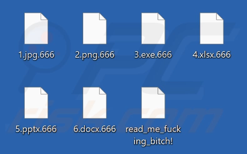 Files encrypted by WannaChaos666 ransomware (.666 extension)