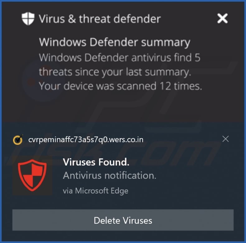 Ad delivered by the wers.co[.]in webpage