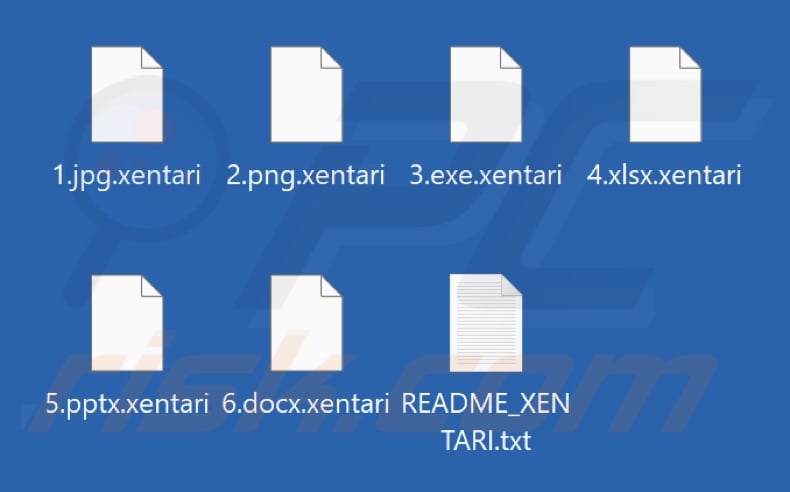 Files encrypted by Xentari ransomware (.xentari extension)