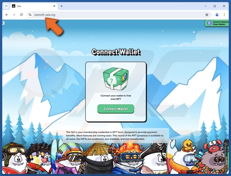 Fake Yala NFT Giveaway website