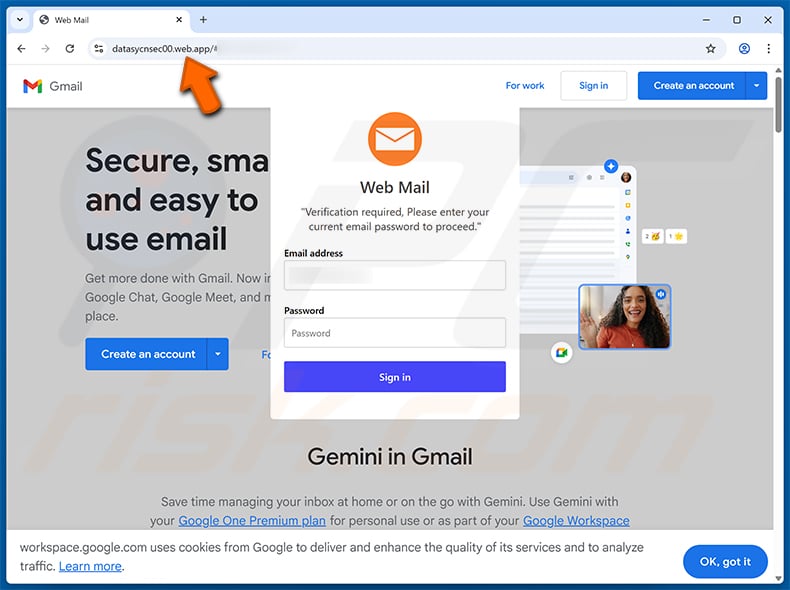 Phishing site promoted via Your Cloud Storage Is Full email scam (2025-07-17)