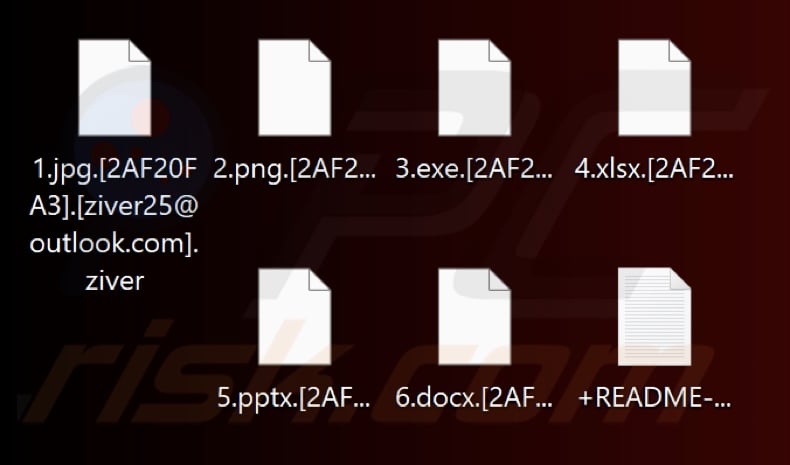 Files encrypted by Ziver ransomware (.ziver extension)
