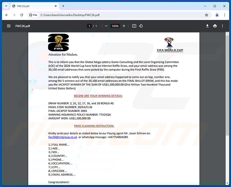 2026 FIFA World Cup Lottery email attachment (2025-08-11)