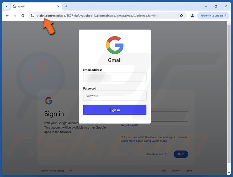 Account Validation Request scam email promoted phishing site