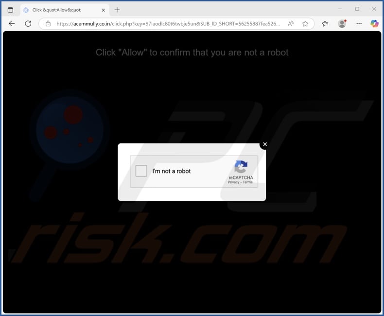 acemmully.co[.]in pop-up redirects