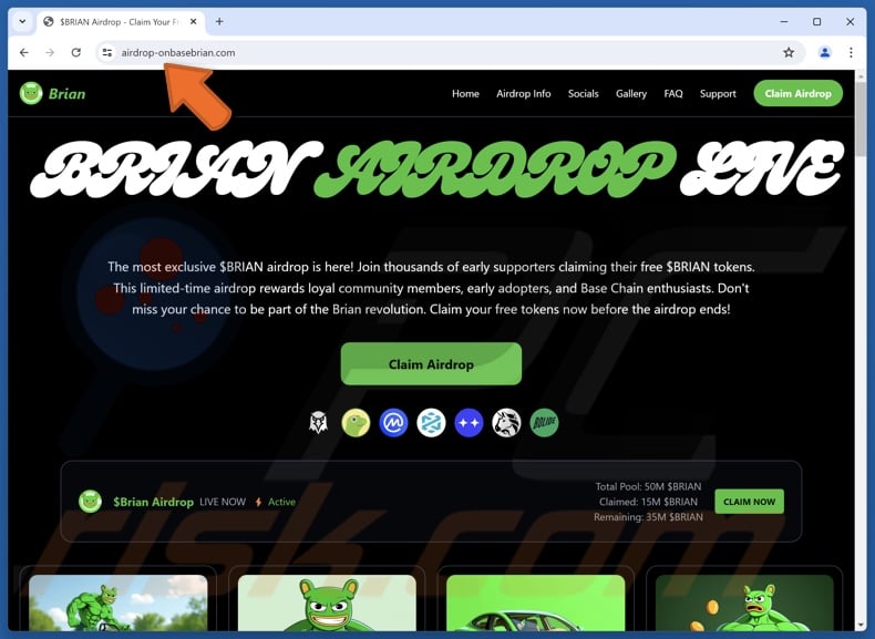 Fake Brian Airdrop website