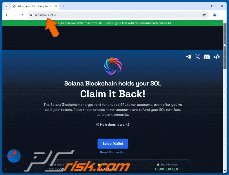 Appearance of Claim Your Solana (SOL) Back scam