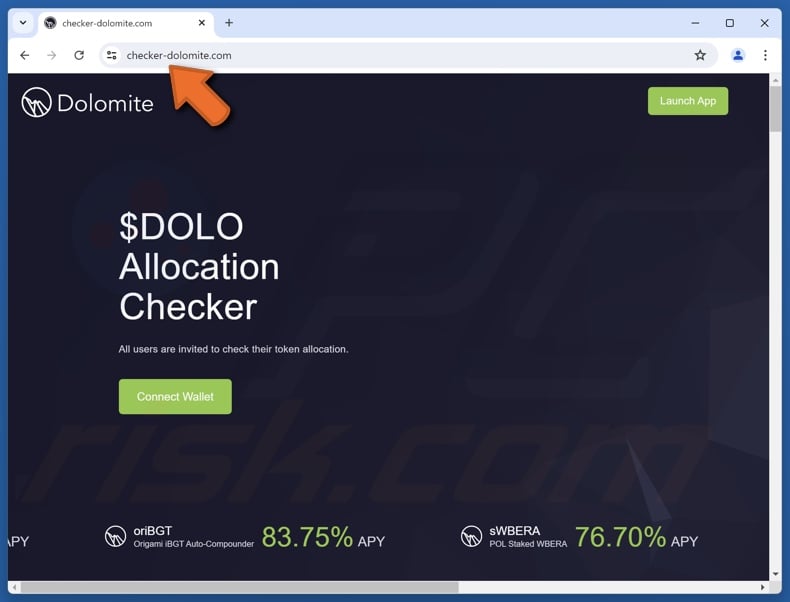 Fake Dolomite ($DOLO) Allocation Checker website