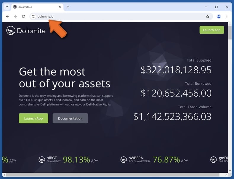Appearance of the real Dolomite website (dolomite.io)