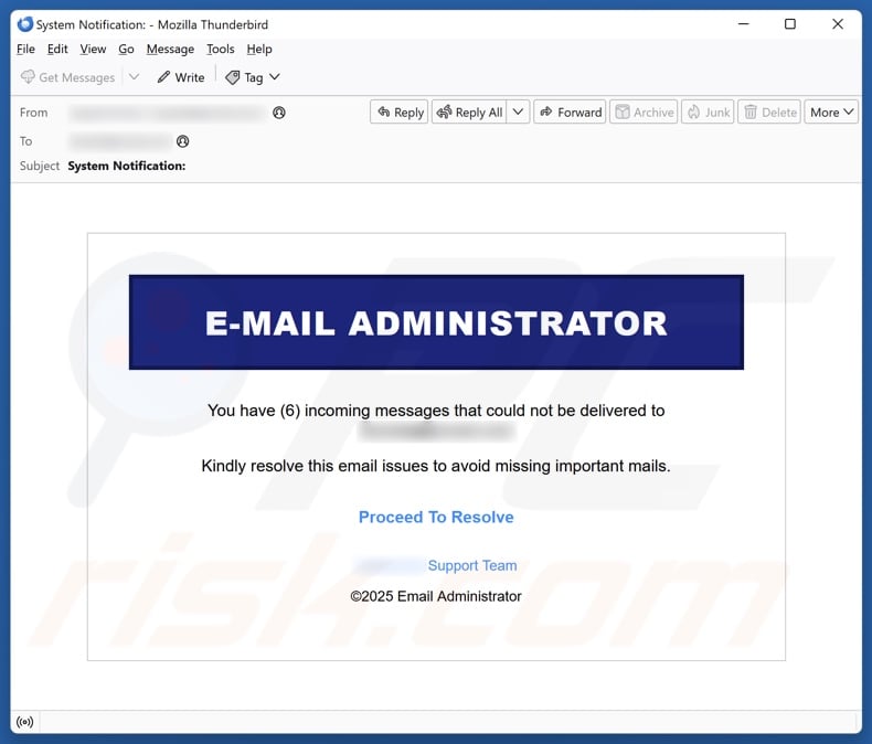 E-mail Administrator email spam campaign