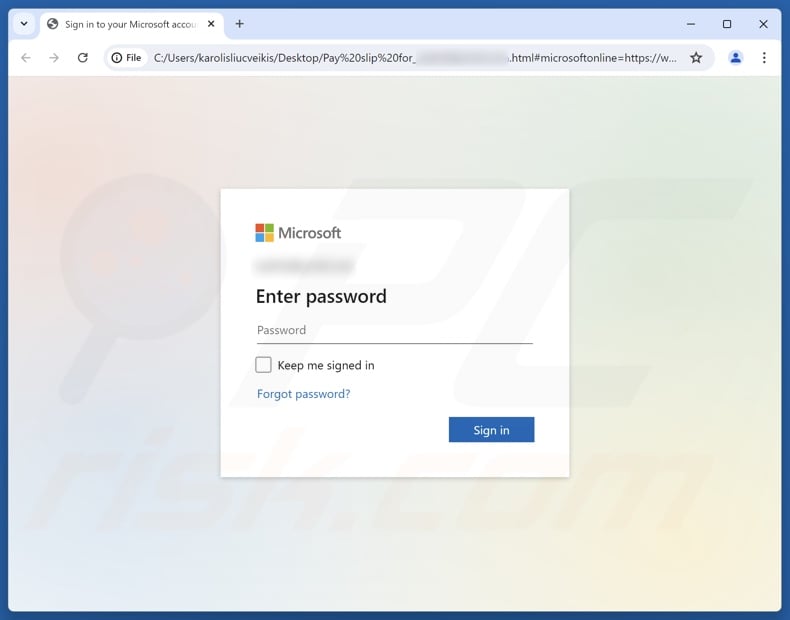 EFT Debit Release scam email promoted phishing file (Pay slip for_[recipient's_email_address].html)