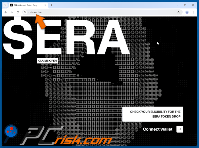 Appearance of the fake $ERA Airdrop website (GIF)