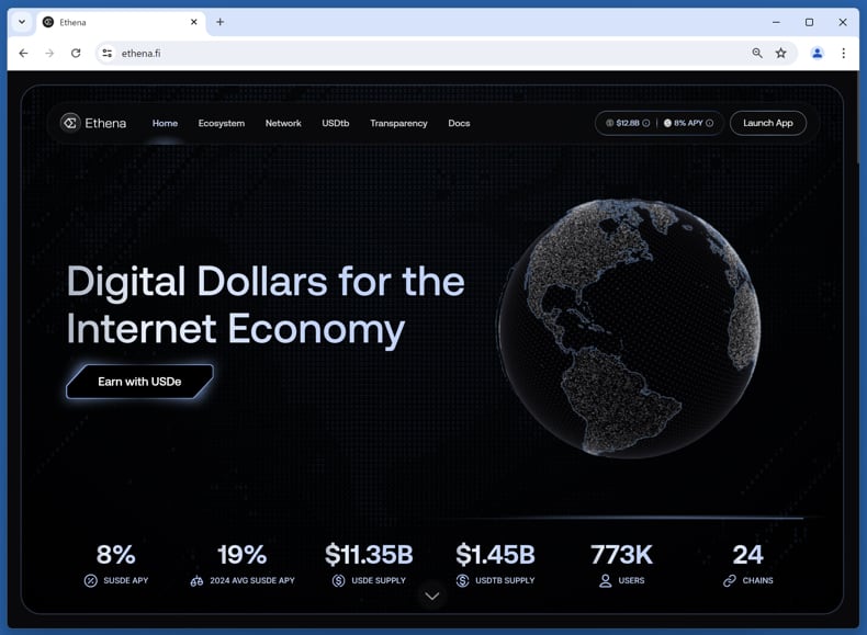 Ethena $ENA rewards scam real website (ethena.fi)