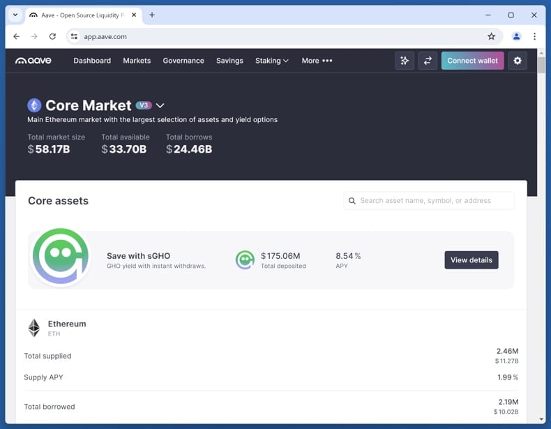 fake aave app website scam real website (app.aave.com)