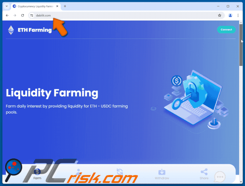 Appearance of the fake ETH Farming website (GIF)