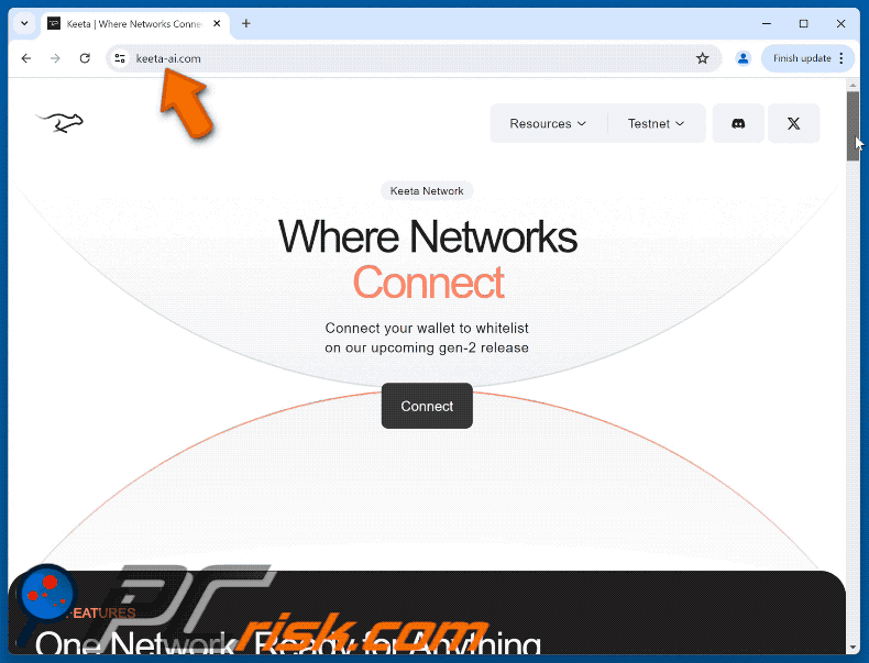 Appearance of the fake Keeta website (GIF)