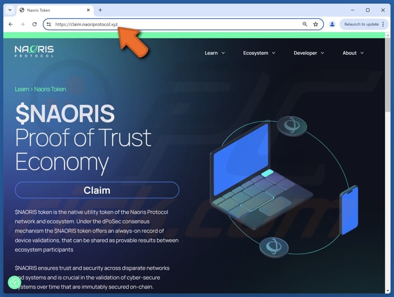 Fake Naoris Protocol website scam