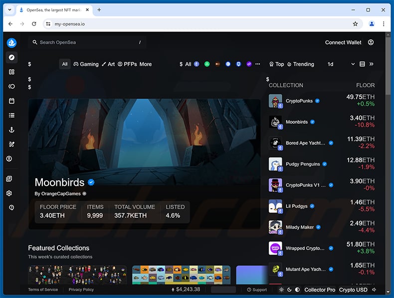 Fake OpenSea marketplace (my-opensea[.]io)