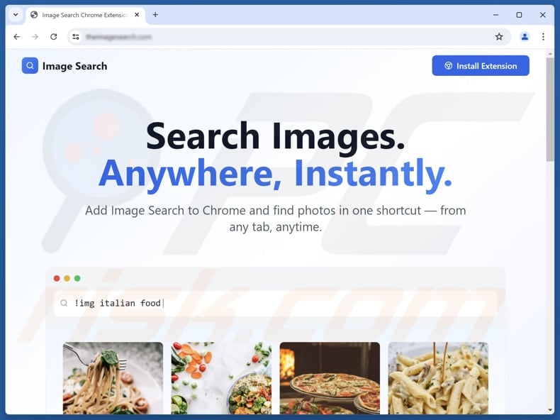 Website used to promote Image Search browser hijacker