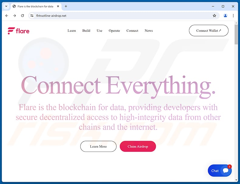 Flare airdrop scam website (flrtrustline-airdrop[.]net)