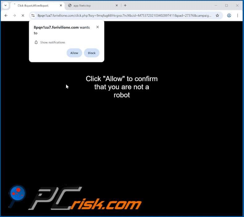 forivilione[.]com website appearance (GIF)