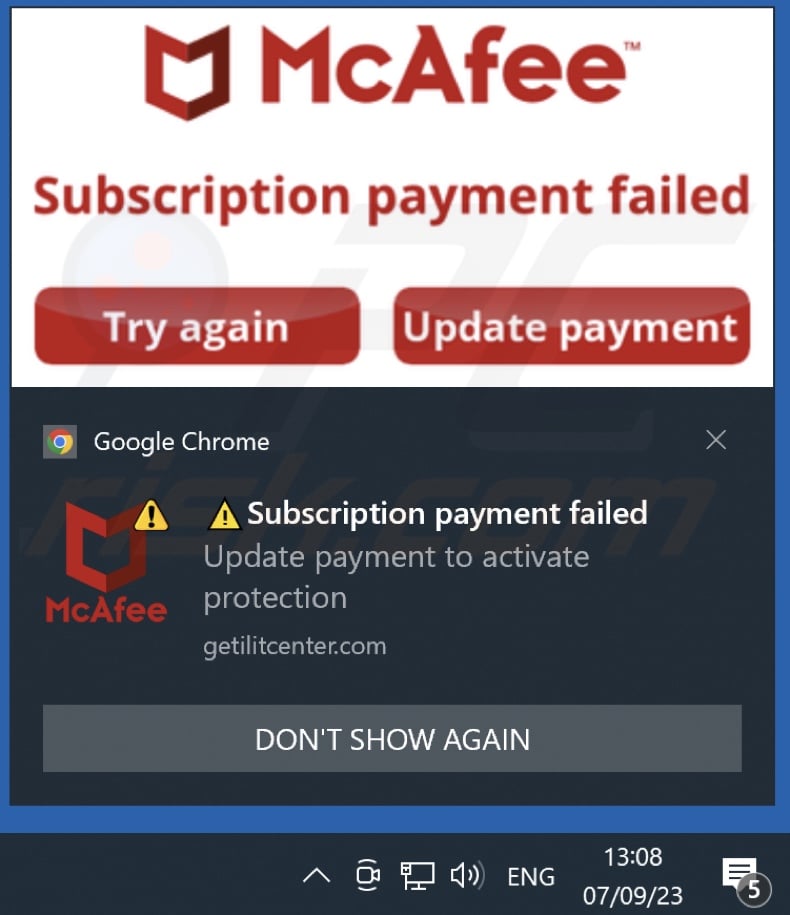 Ad delivered by the getilitcenter[.]com webpage