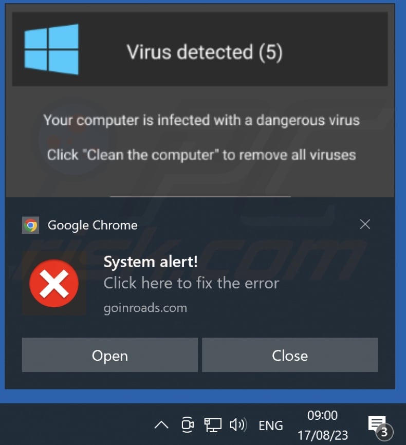 Ad delivered by the goinroads[.]com webpage