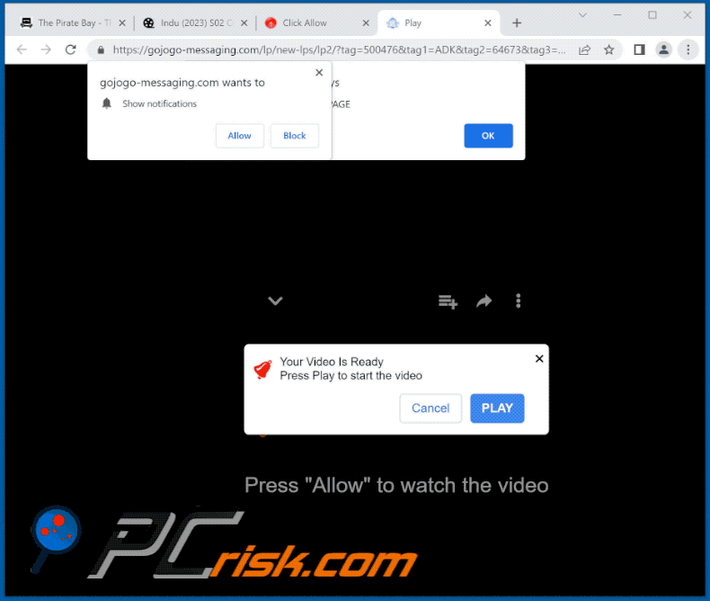 gojogo-messaging[.]com website appearance (GIF)