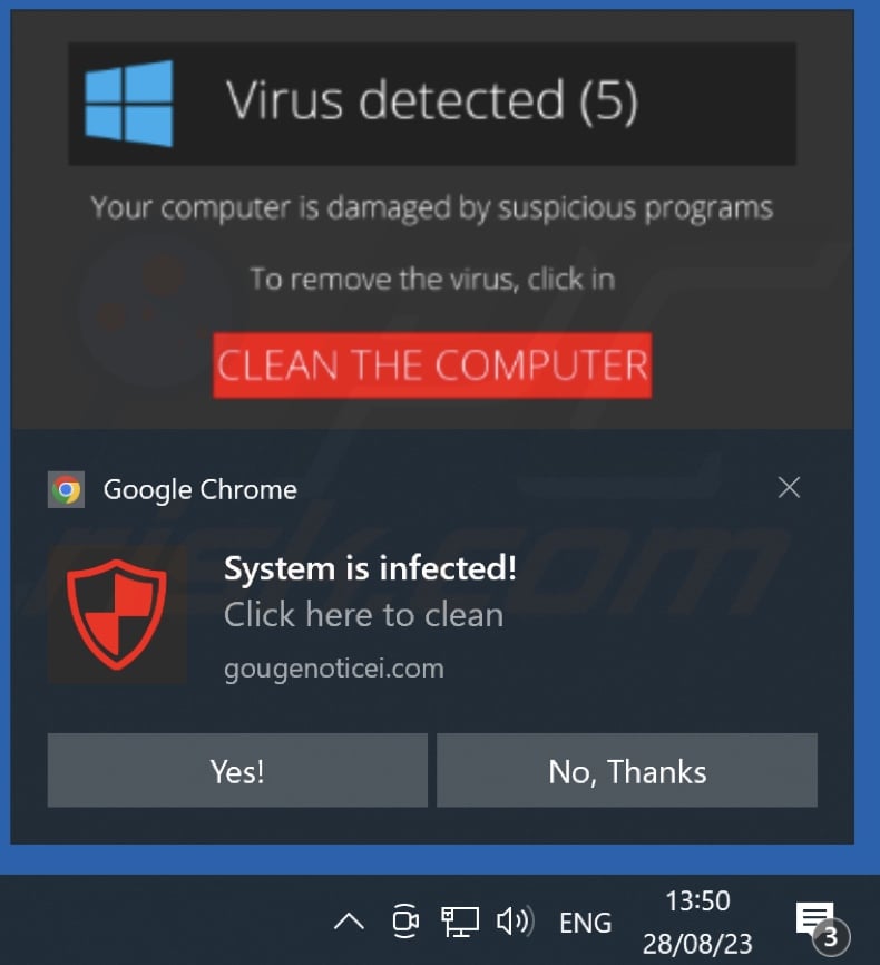 Ad delivered by the gougenoticei[.]com webpage