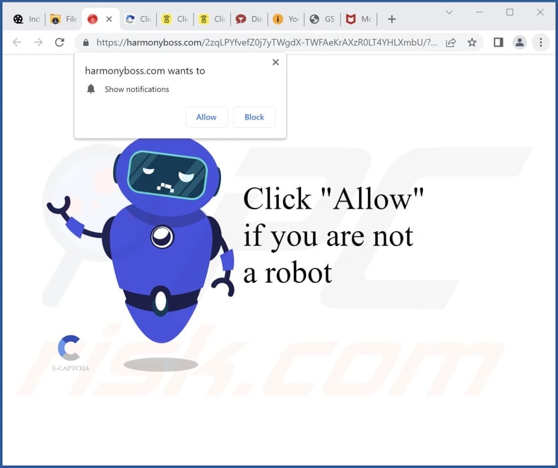 harmonyboss[.]com pop-up redirects