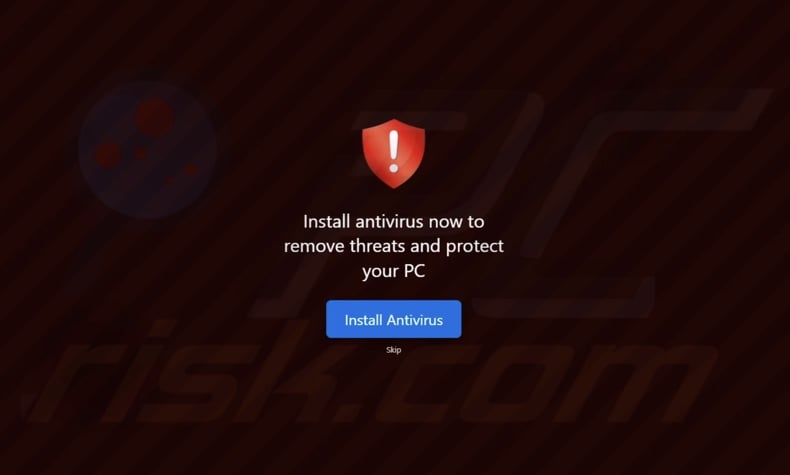 Second screen displayed by Install Antivirus Now To Remove Threats And Protect Your PC scam