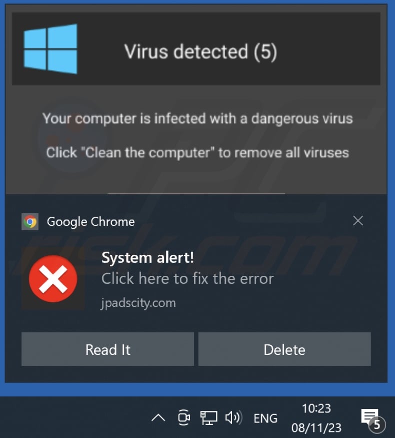 Ad delivered by the jpadscity[.]com webpage