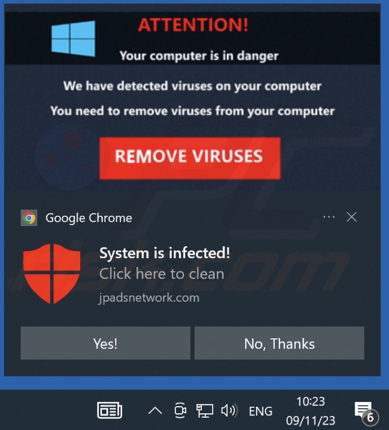 Ad delivered by the jpadsnetwork[.]com webpage