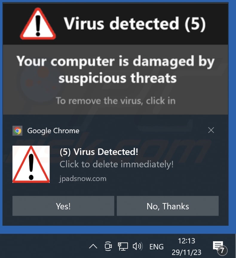 Ad delivered by the jpadsnow[.]com webpage