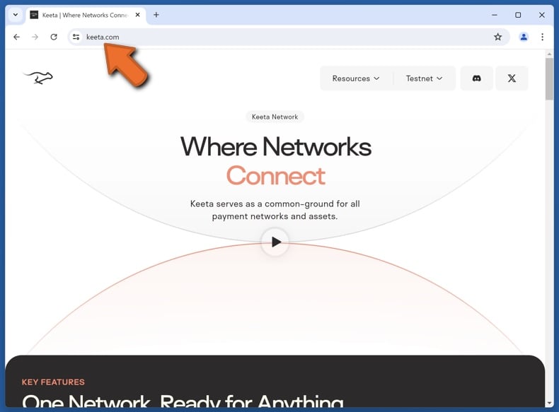 Appearance of the real Keeta website (keeta.com)