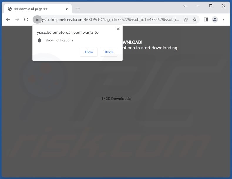 kelpmetoreali[.]com pop-up redirects