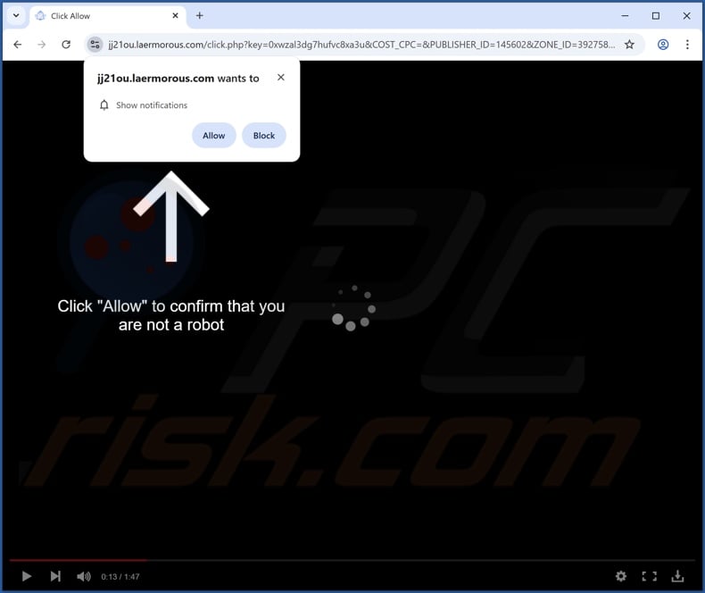 laermorous[.]com pop-up redirects