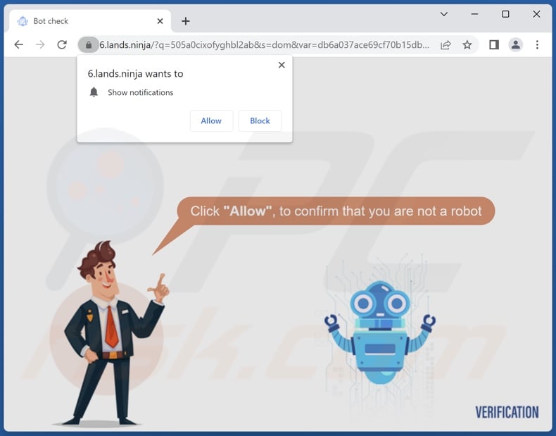 lands[.]ninja pop-up redirects