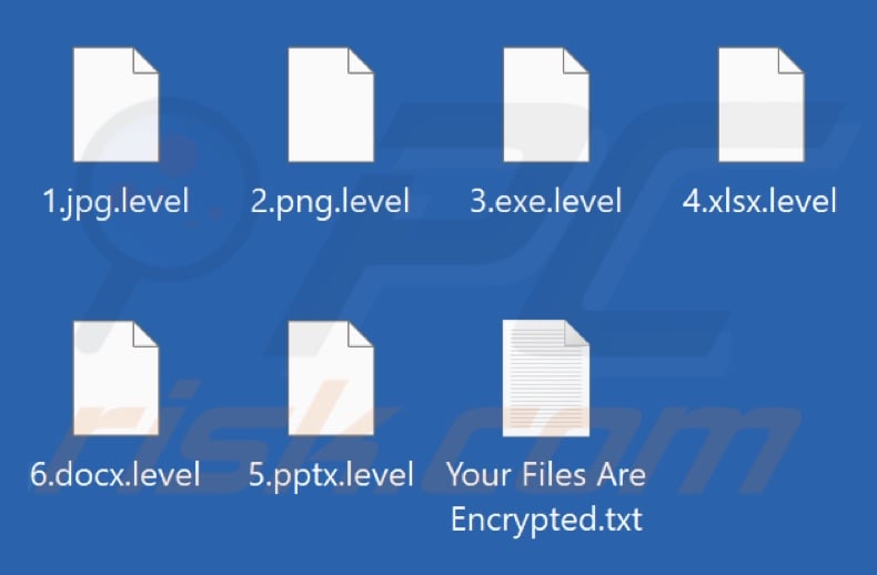 Files encrypted by Level ransomware (.level extension)