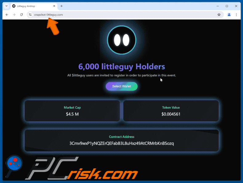 Appearance of the fake Littleguy Airdrop website (GIF)