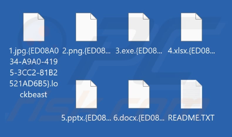 Files encrypted by LockBeast ransomware (.lockbeast extension)