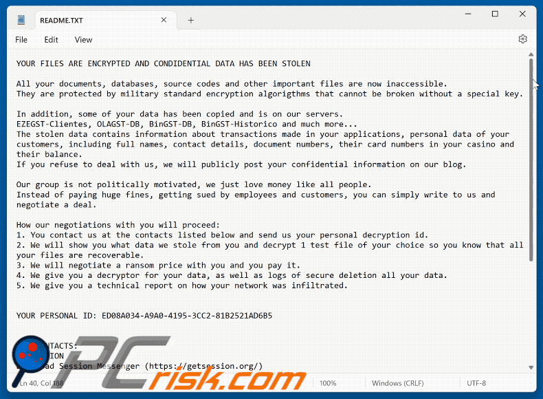 LockBeast ransomware ransom note (README.TXT)