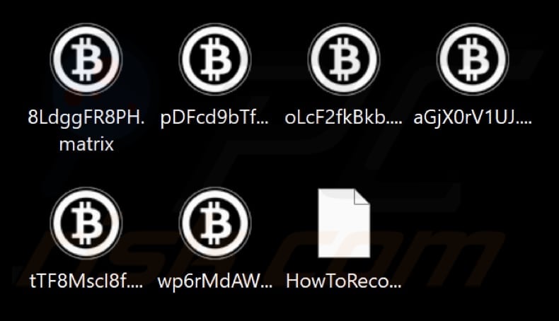 Files encrypted by Matrix ransomware (.matrix extension)