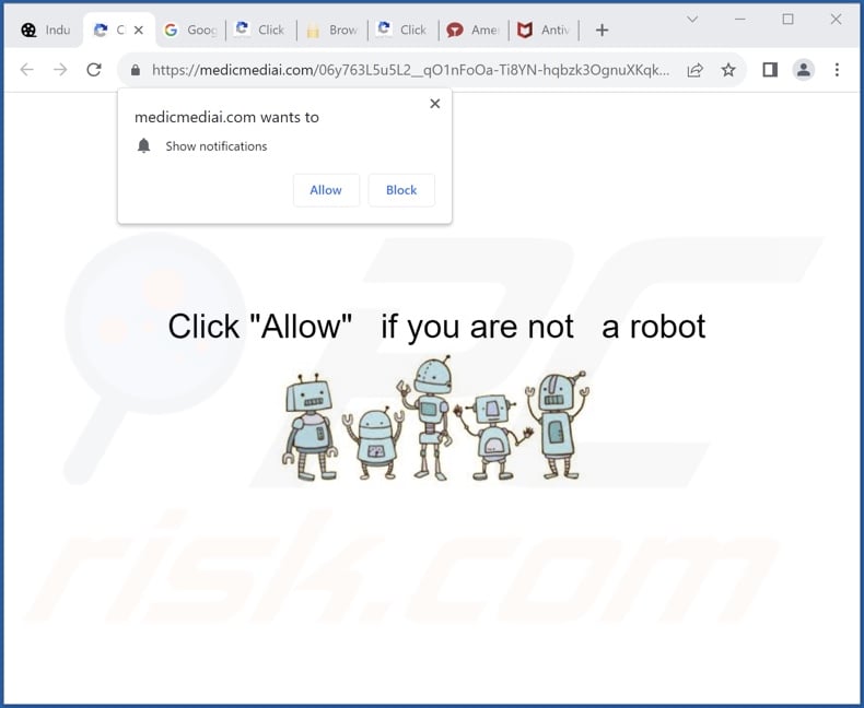 medicmediai[.]com pop-up redirects