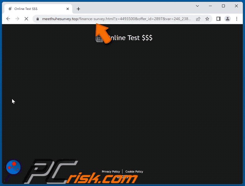 meethuhesurvey[.]top website appearance (GIF)